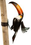 Metal toucan with holder for hanging on