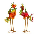 Metal bird colorful standing h=55+56cm