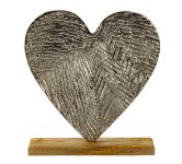 Heart on wooden base h=21cm w=18cm