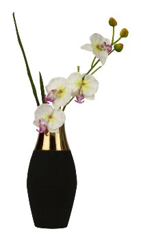 Metall-Vase schwarz/gold h=25,5cm d=11cm