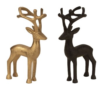 Metal reindeer black & gold h=27cm