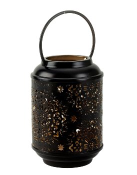 Metal lantern black, inside gold