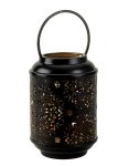 Metal lantern black, inside gold