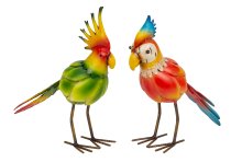Metal cockatoo & parrot h=31+34cm