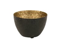 Schwarze Metall-Schale, innen gold