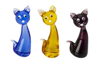 Katzen aus Glas h=6-6,5cm sort.