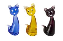 Glass cats h=6-6,5cm asst.