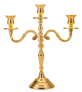 3-armed candleholder gold plated h=31cm