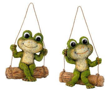 Frog sitting on swing h=37cm w=34cm