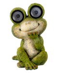 Frosch sitzend mit Solarlicht h=35cm