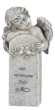 Tomb angel behind stone "Wir
