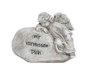 Tomb angel lying on stone "Wir