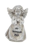 Tomb angel standing with words "Wir