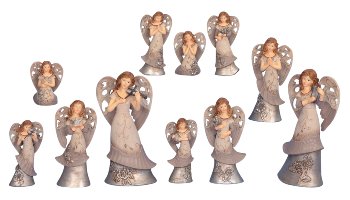 Angel set 11 parts h=9-24cm w=6,5-12cm,