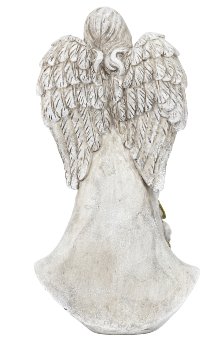 Tomb angel standing with words "Wir