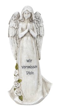 Grabengel stehend mit Spruch "Wir