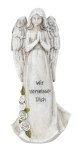 Tomb angel standing with words "Wir