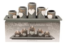 Teelichthalter-Set 5 Halter mit Platte