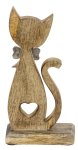 Holz-Katze mit Herz zum Stellen h=20,5cm