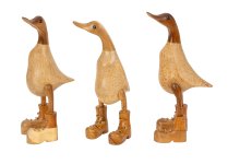 Holz-Enten naturfarben mit Schuhen