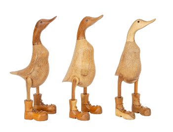 Holz-Enten naturfarben mit Schuhen