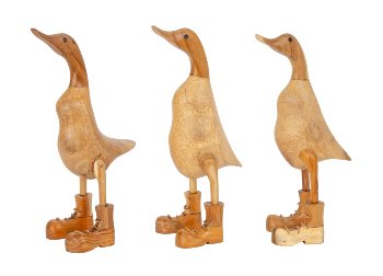 Holz-Enten naturfarben mit Schuhen