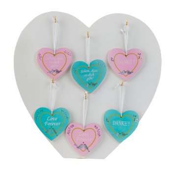 Wooden heart hanger w. different german