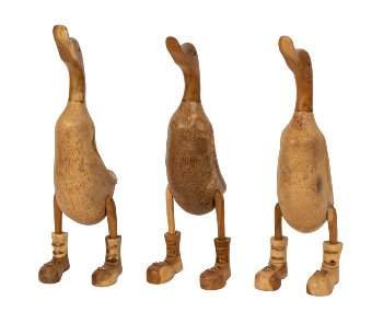 Holz-Enten naturfarben mit Schuhen