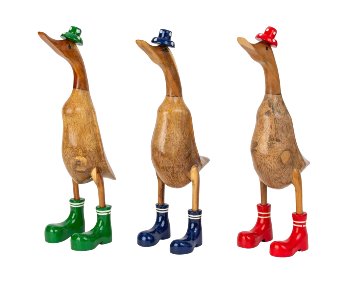 Holz-Ente mit buntem Hut und Schuhen (M)