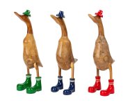 Holz-Ente mit buntem Hut und Schuhen (M)