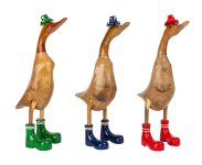 Holz-Ente mit buntem Hut und Schuhen (M)