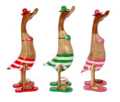 Holz-Ente mit buntem Bikini (M)