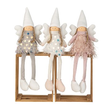 Fabric angels with softlegs h=36cm asst.