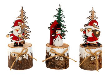 Xmas decoration on wooden tree h=15,5cm