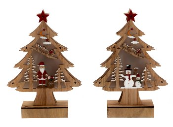 Wooden Xmas tree with LED h=23cm w=16cm