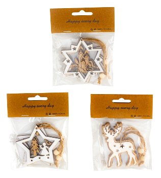 Xmas wooden hangers h=7cm w=5,5-7cm,