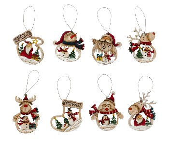 Wooden xmas figures f. hanging h=8-9,5cm