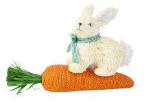 Flax rabbit sitting on carott h=27cm