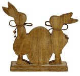 Wooden rabbits with egg "Frohe Ostern"