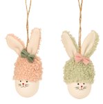 Plastic-Easter Egg rabbits with fabric