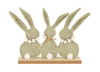 Felt easter rabbit trio in green for