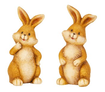 Sweet, laughing rabbits in brown color