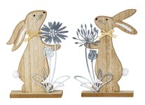 wooden easter rabbit with flower