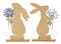 wooden easter rabbit with flower