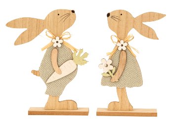 Holz-Osterhasen zum Stellen mit Blume