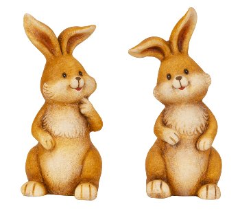 Sweet, laughing rabbits in brown color