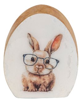 Wooden egg for standing with rabbit