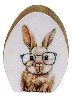 Wooden egg for standing with rabbit