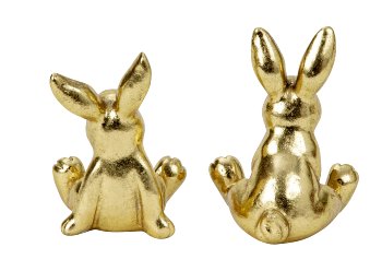 Osterhasen sitzend in gold h=10+11cm