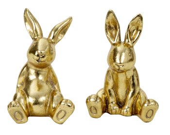 Osterhasen sitzend in gold h=15,5+16,5cm
